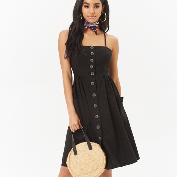 Forever 21 Dresses Forever 2 Button Front Linen Midi Dress Medium Poshmark